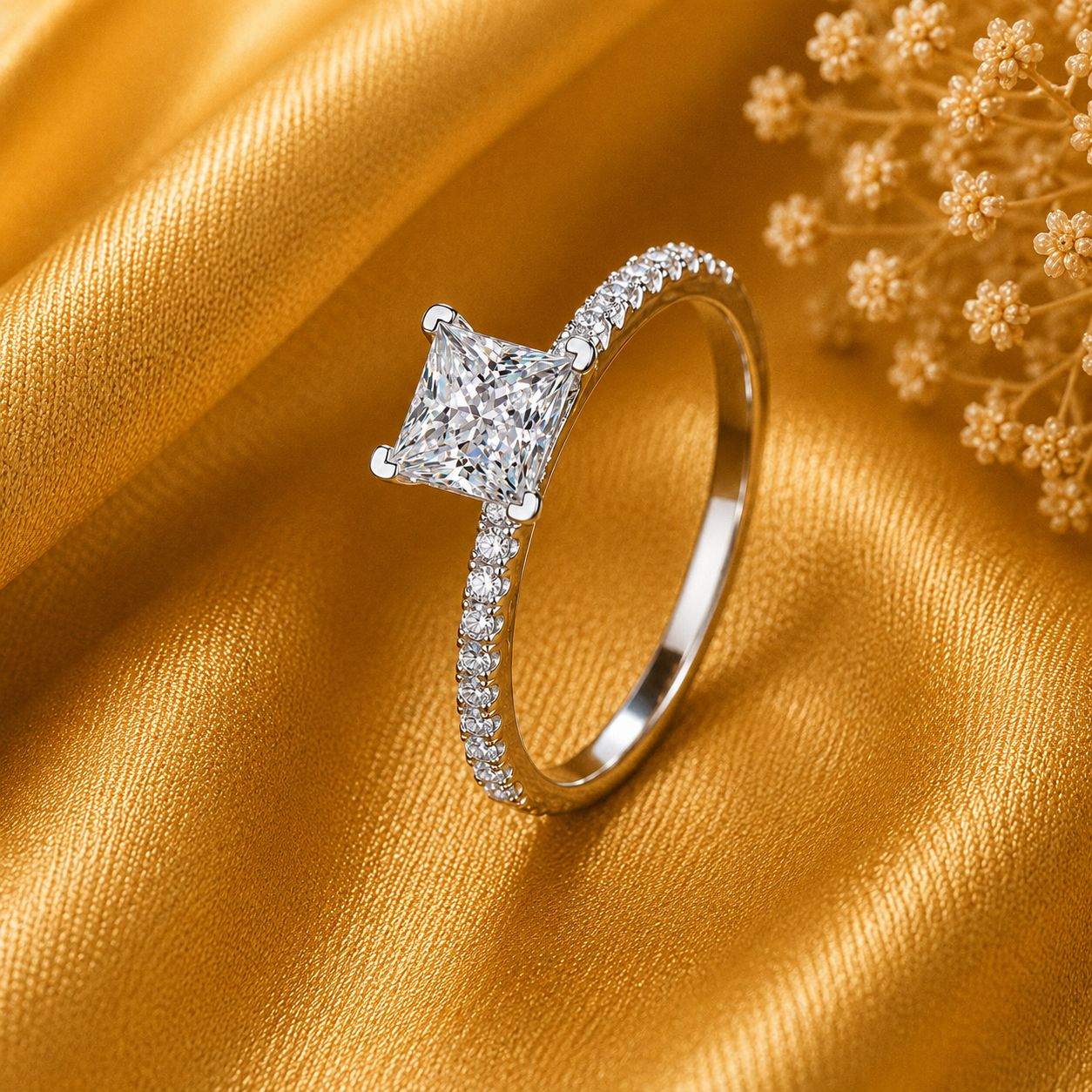 2 Carat Princess Cut Moissanite Ring