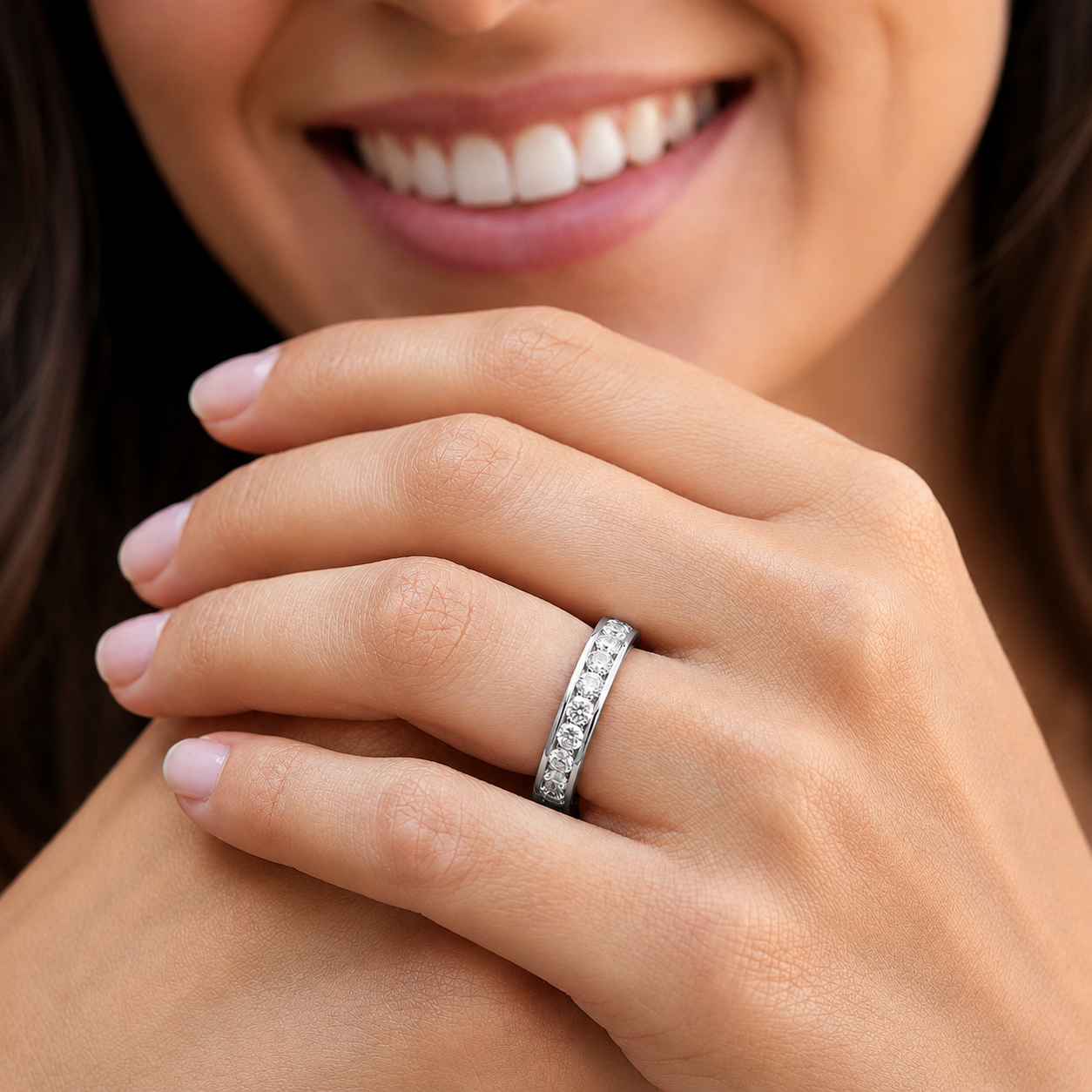 Channel Setting Eternity Moissanite Band