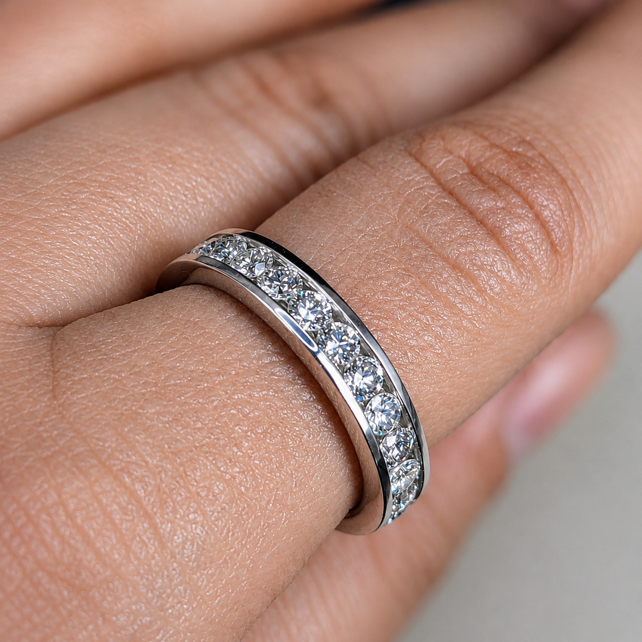 Channel Setting Eternity Moissanite Band
