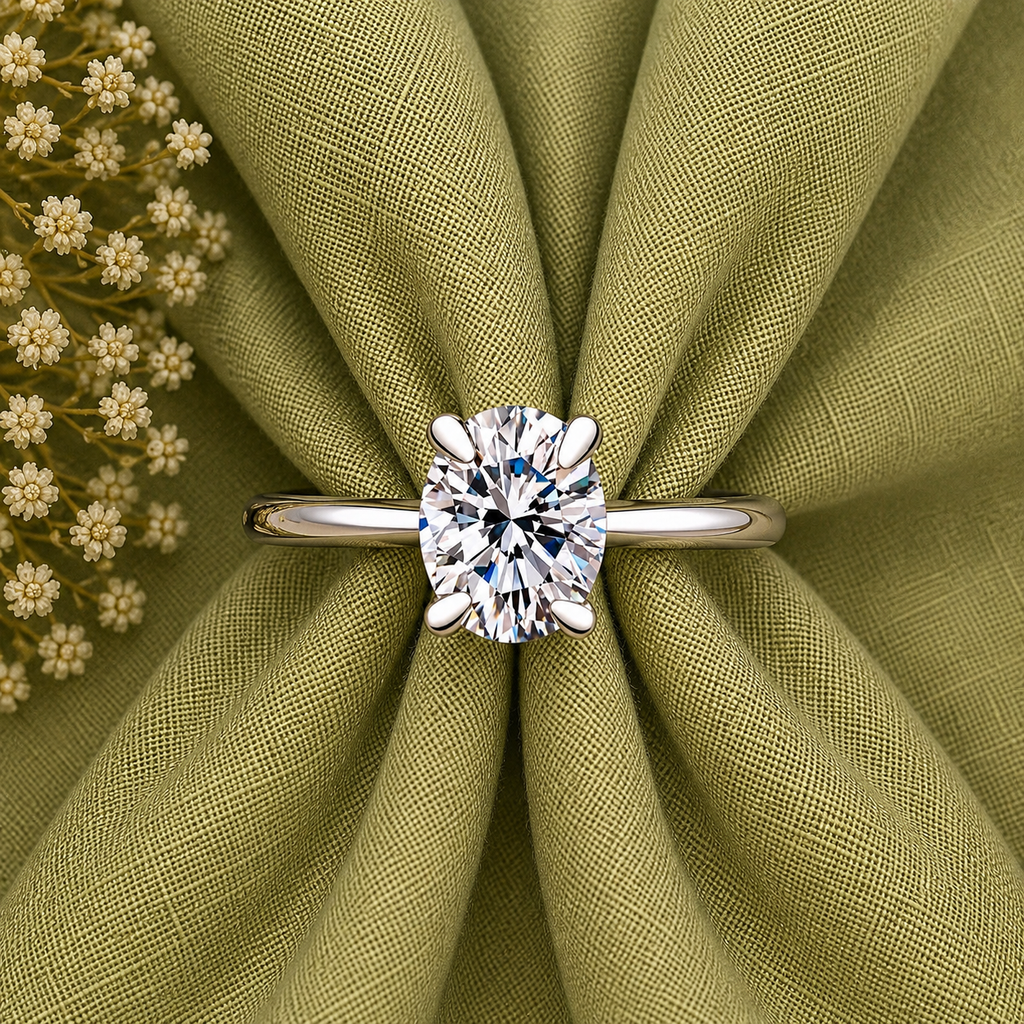 4-Prong Oval Cut Solitaire Moissanite Ring