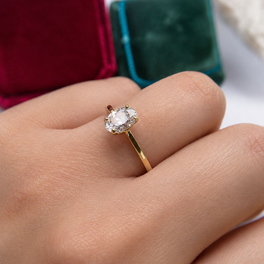 4-Prong Oval Cut Solitaire Moissanite Ring