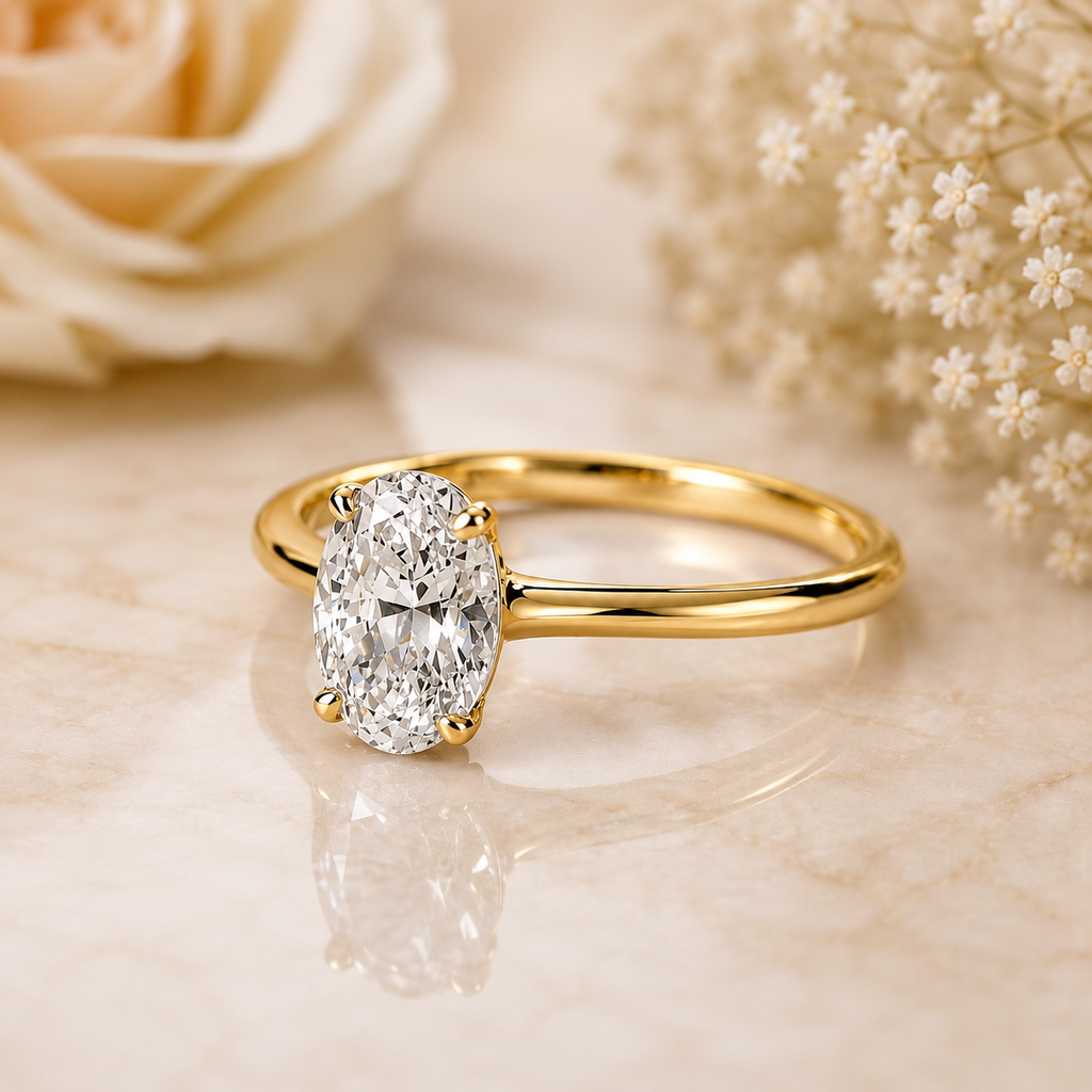 4-Prong Oval Cut Solitaire Moissanite Ring
