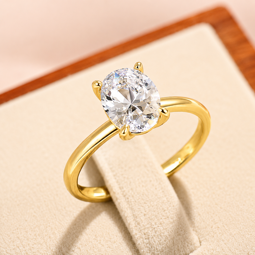 4-Prong Oval Cut Solitaire Moissanite Ring