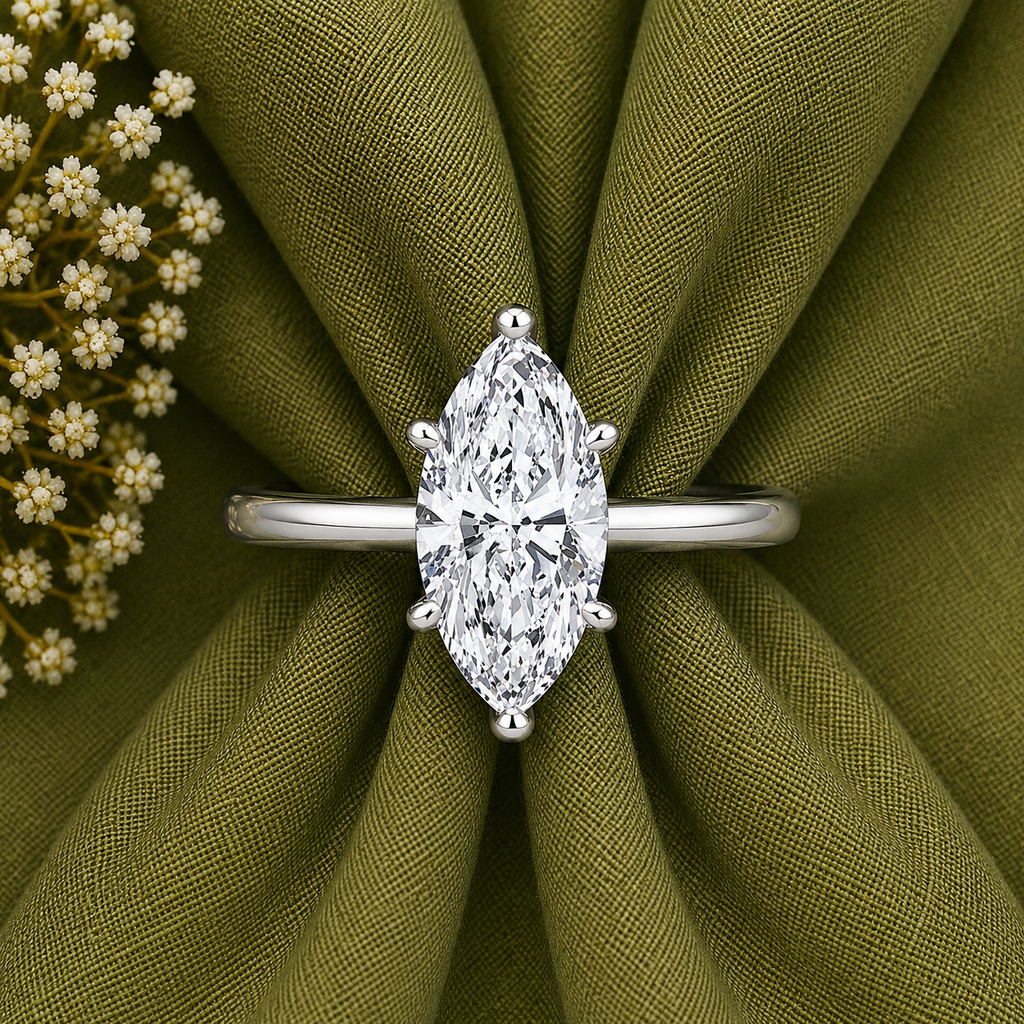 2 Carat Marquise Cut Solitaire Moissanite Ring