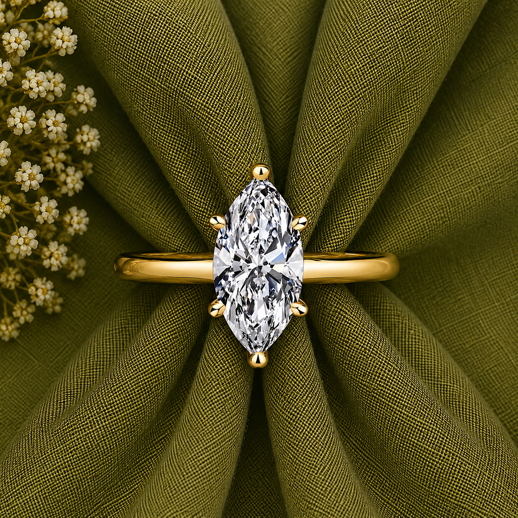 2 Carat Marquise Cut Solitaire Moissanite Ring