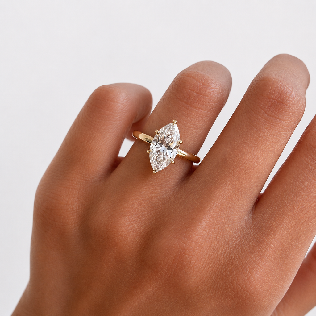 2 Carat Marquise Cut Solitaire Moissanite Ring