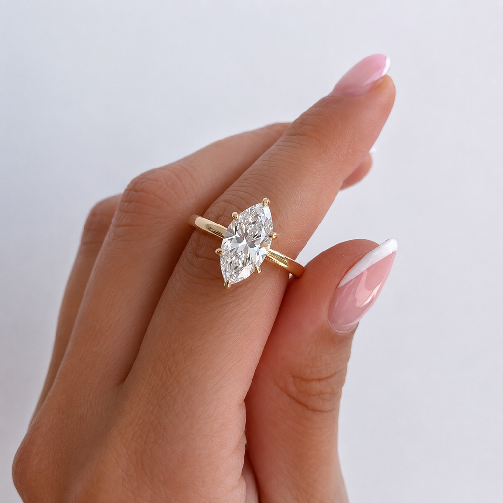 2 Carat Marquise Cut Solitaire Moissanite Ring