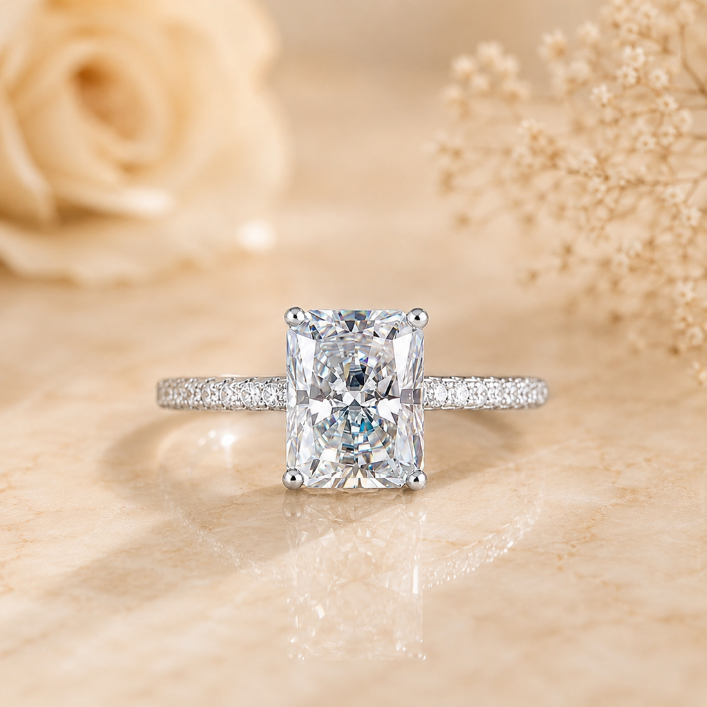 4 Carat Radiant Cut Moissanite Ring
