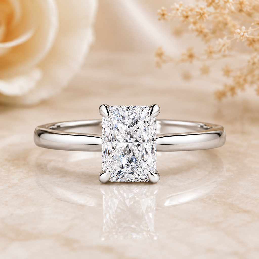 2 Carat Radiant Cut Solitaire Moissanite Ring
