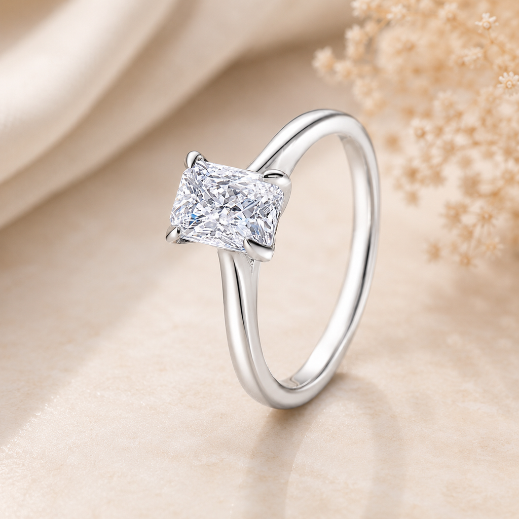 2 Carat Radiant Cut Solitaire Moissanite Ring