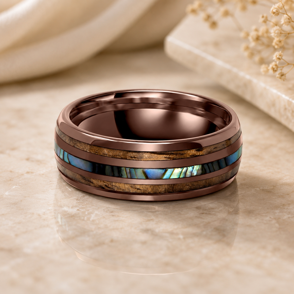 Hawaiian Koa Wood and Abalone Men's Ring