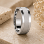 Men’s Brushed Center Polished Sides Wedding Ring