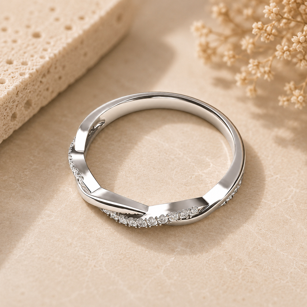 Silver Petite Twisted Engagement Ring