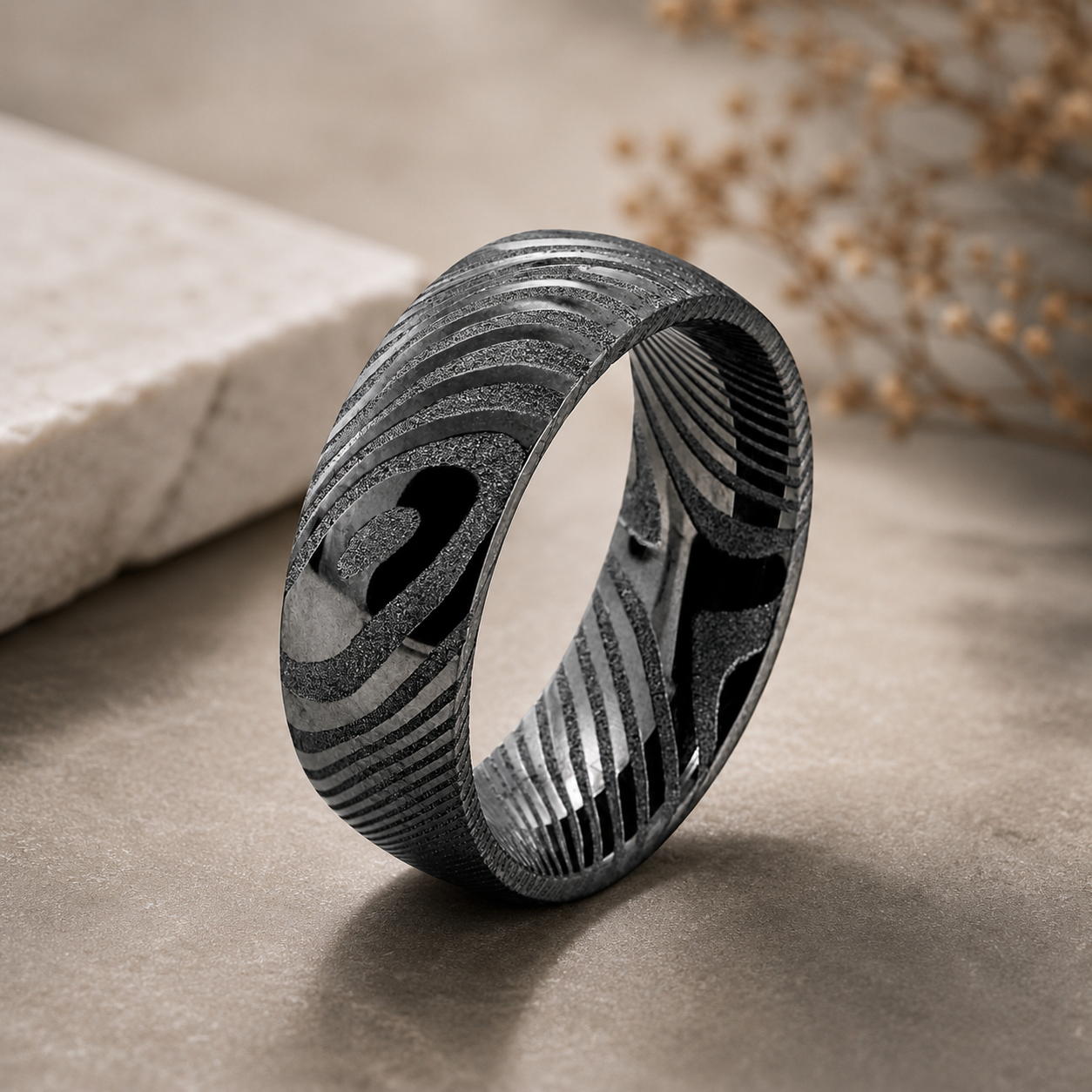 Men's Damascus Steel Wedding Ring
