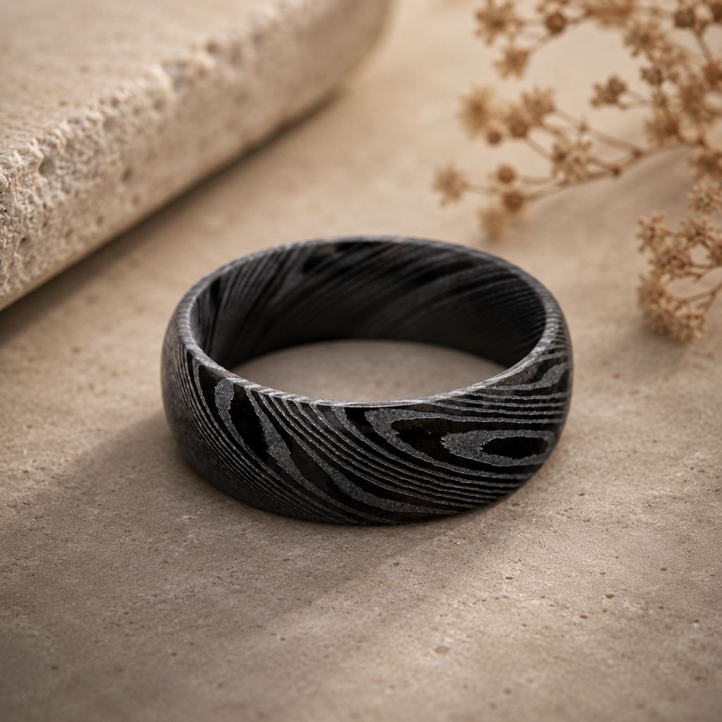 Men's Damascus Steel Wedding Ring
