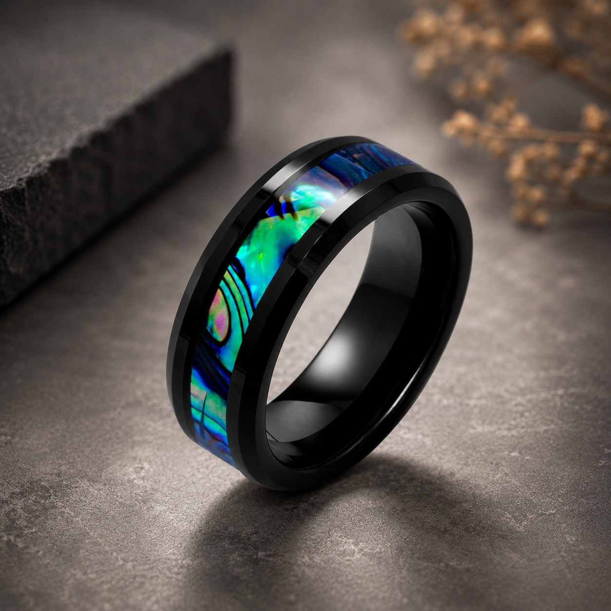 Men's Abalone Wedding Ring