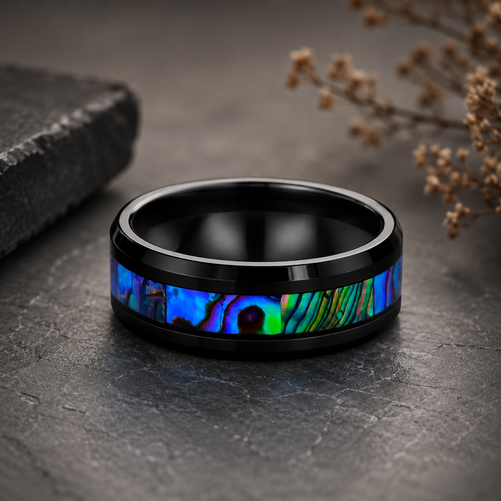 Men's Abalone Wedding Ring