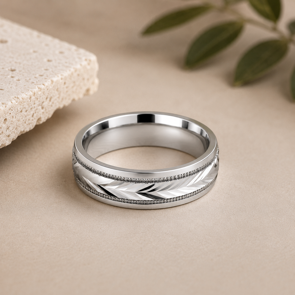 Arrow Patterned Wedding Band