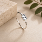 Rectangular Emerald Cut Solitaire Moissanite Ring