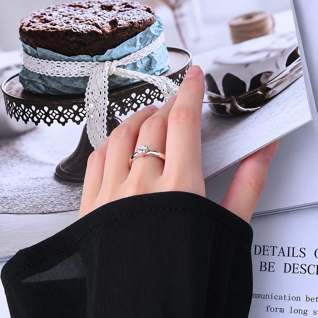 Mini Heart Cut Solitaire Moissanite Ring