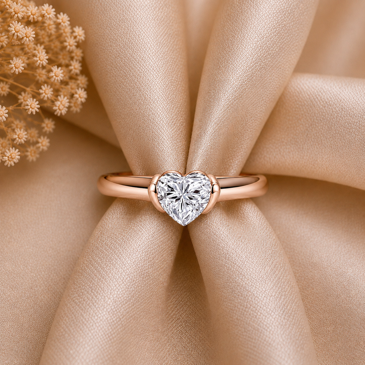 Mini Heart Cut Solitaire Moissanite Ring