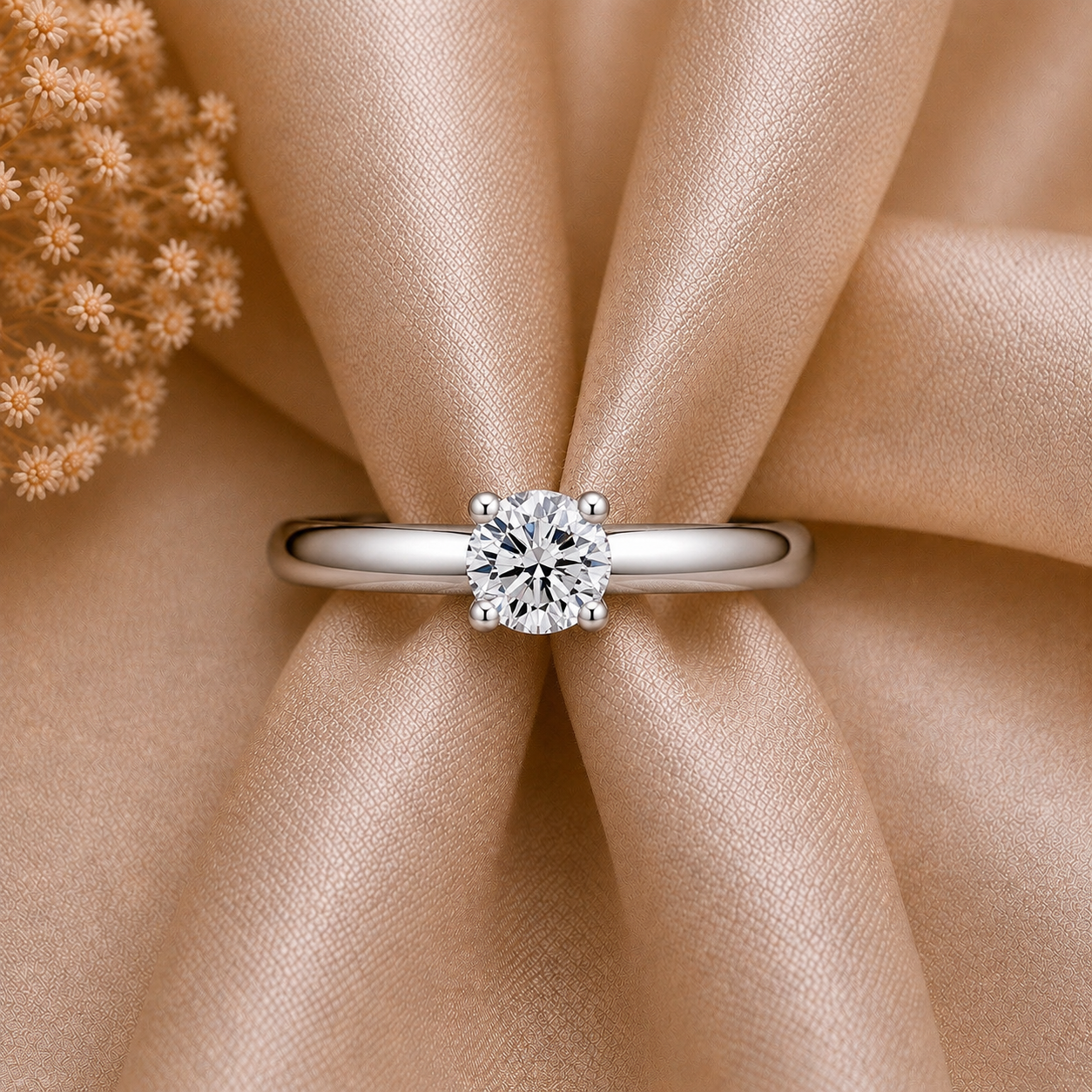 Mini Round Cut Solitaire Moissanite Ring