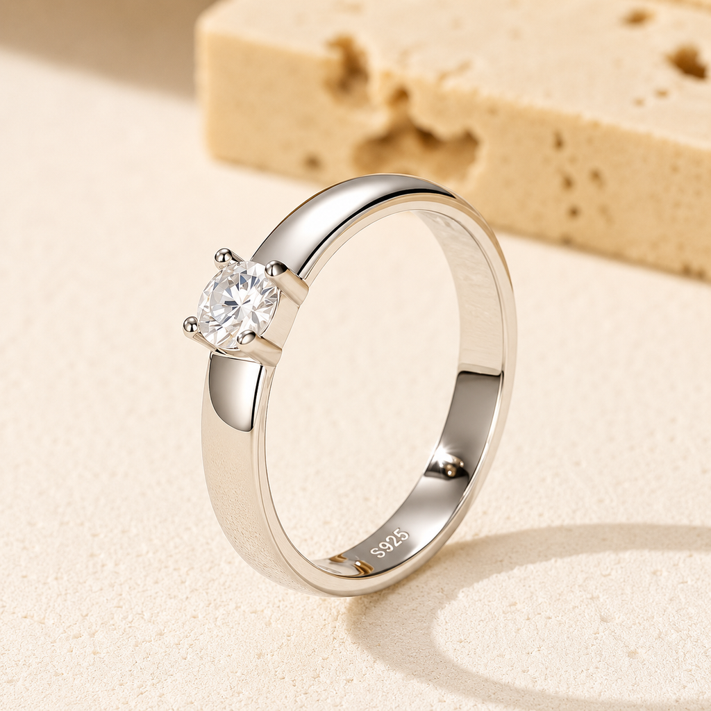 Mini Round Cut Solitaire Moissanite Ring