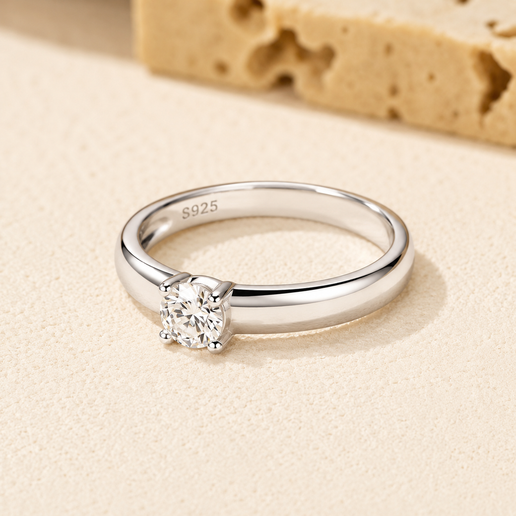 Mini Round Cut Solitaire Moissanite Ring