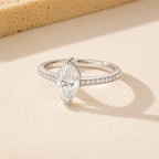 1 Carat Marquise Cut Moissanite Ring With Pavé Band