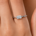 Rectangular Emerald Cut Solitaire Moissanite Ring