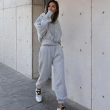 2-Piece Solid Hoodie & Sweatpants Set