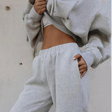 2-Piece Solid Hoodie & Sweatpants Set