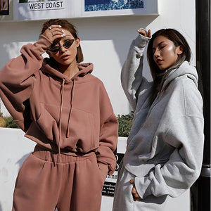 2-Piece Solid Hoodie & Sweatpants Set