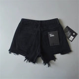 Distressed Denim Shorts Black