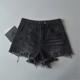 Distressed Denim Shorts Gray