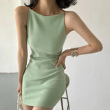 Sleeveless Elegant Spaghetti Strap Mini Dress Mint