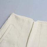 Solid High Waist Zipper Shorts Beige