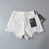 Distressed Denim Shorts White