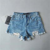 Distressed Denim Shorts Light Blue