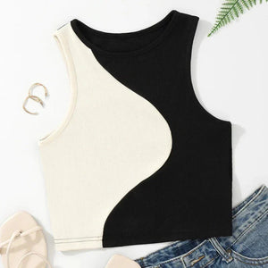 Swirly Sleeveless Tank Top Black