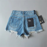 Distressed Denim Shorts Light Blue