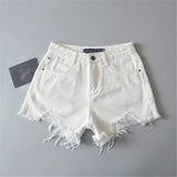 Distressed Denim Shorts White