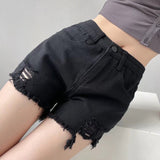 Distressed Denim Shorts Black