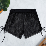 Drawstring Mesh Cover Up Shorts Black