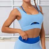 Sleeveless Layered Workout Top Blue