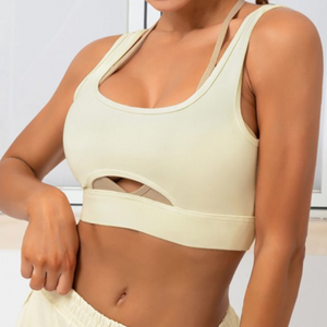 Sleeveless Layered Workout Top Tan