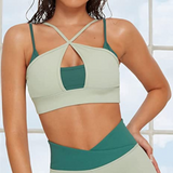 Halter Layered Workout Top Green