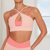 Halter Layered Workout Top Pink