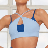 Halter Layered Workout Top Blue