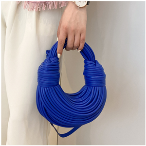 Braided Knotted Shoulder Bag Dark Blue